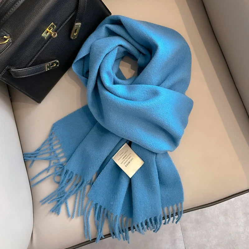 Winter Narrow Scarf 28 Color 100% Wool Scarf Hot Selling Solid Color Scarf Men's and Women's Universal Warm and Cold proof Scarf Quick Pick Grocers